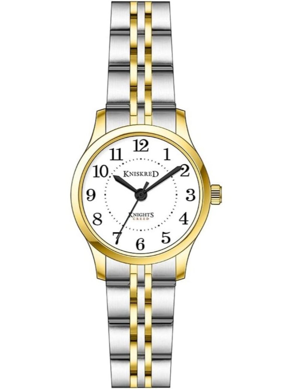 Women's Silver Gold Solid Stainless Steel Band Easy to Read Dial Wrist Watch